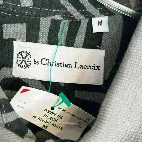 CXL by Christian Lacroix Men’s Black Grey Print Collared Polo Shirt Size M - Picture 3 of 6